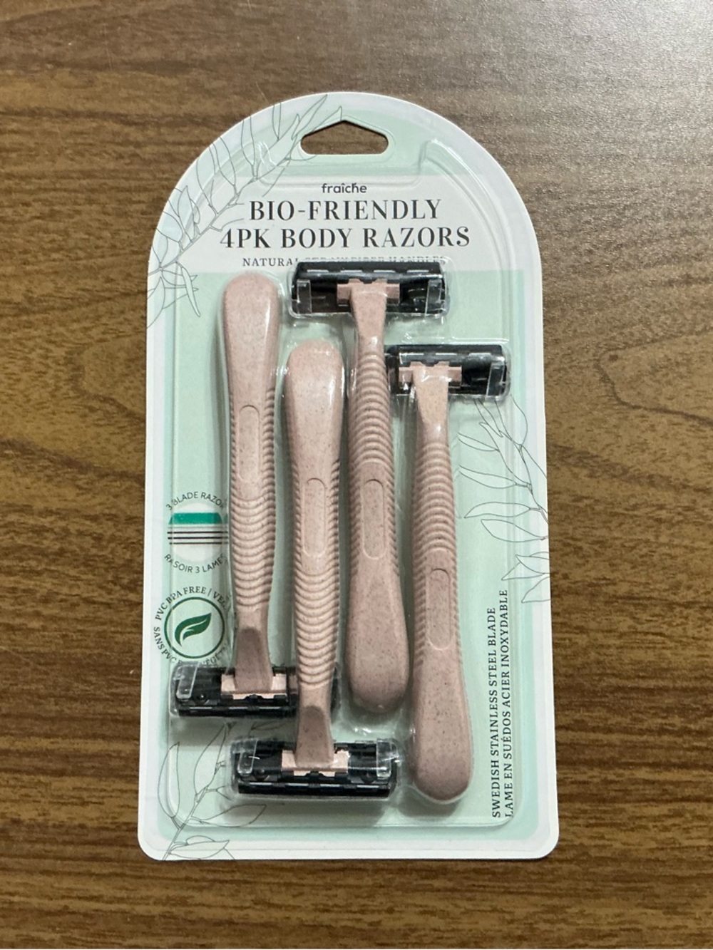 Fraiche Bio-Friendly 4pk Body Razors — Pink